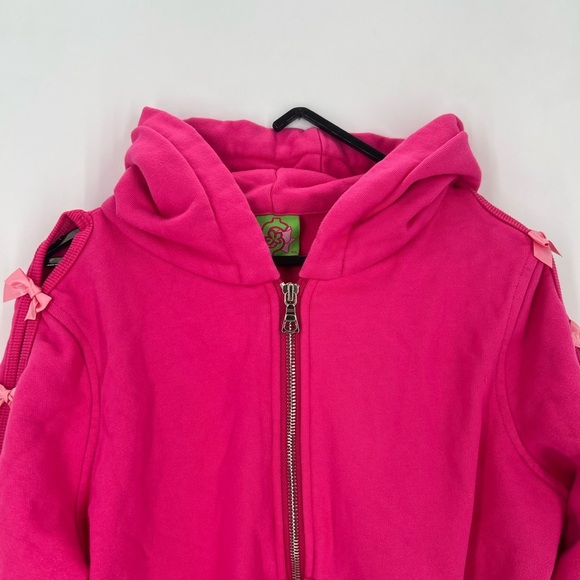 Marshall Columbia Cash By Cash App Pink Ribbon Bow Cut Out Cropped Zip Up Jacket - Picture 1 of 9